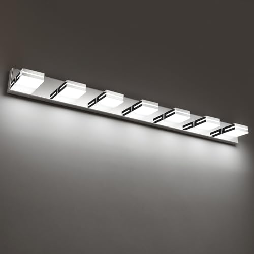 SineRise LED Modern Bathroom Vanity Light Fixtures (7-Light, 55-Inch), Chrome