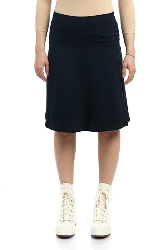 ESTEEZ Black A-line Cotton Skirt - Stretch Midi A-line Skirt