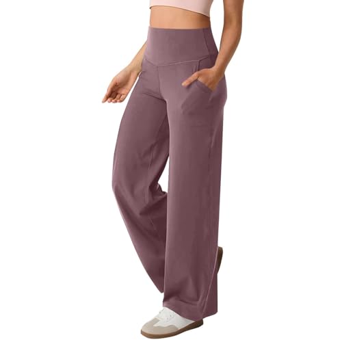Pantalones de yoga para mujer con bolsillos, pantalones de pierna ancha para mujer, pantalones de trabajo formales del Reino Unido, pantalones elásticos para descansar, pantalones deportivos de pierna