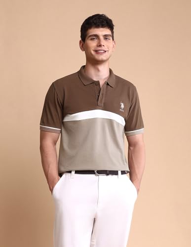 Image of U.S. Polo ASSN. Slim Fit Polo T Shirts for Men - 100% Cotton, Half Sleeves Mens Tshirt
