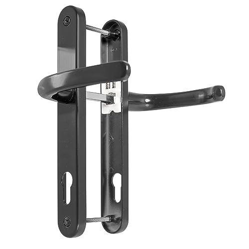 TSS Ensemble poignée de porte en PVC gris anthracite 92 mm PZ (centres), levier/levier, vis à...