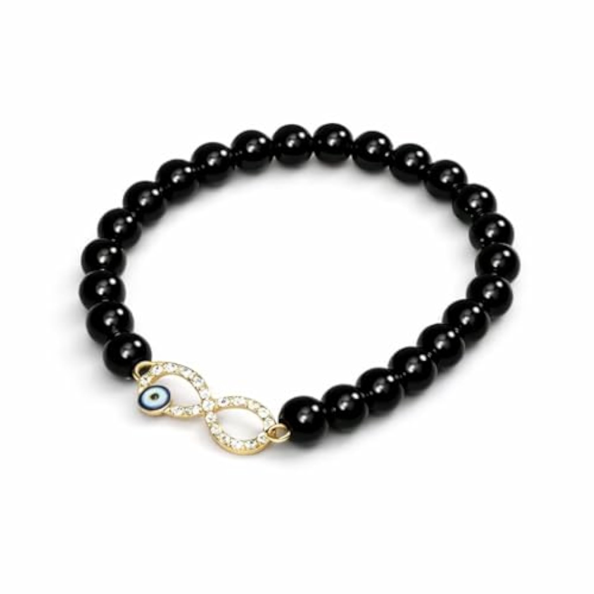 Black Beads Evil Eye Infinity Bracelet for Men & Women