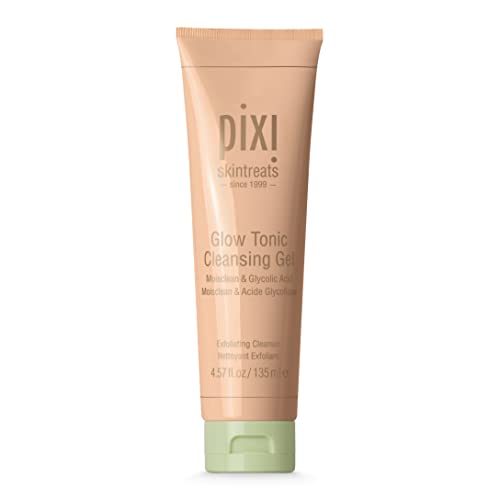 Pixi Glow Tonic Cleansing Gel | Glycolic Acid Facial Cleanser | Gently Exfoliates, Tones & Energizes Skin | With Ginseng, Aloe & Horse Chestnut | 4.57 fl oz/135ml