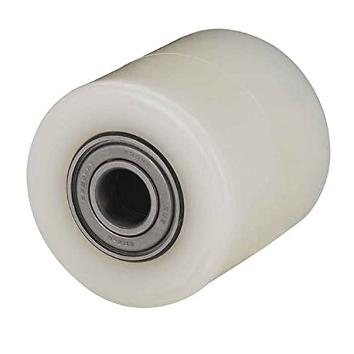 Rueda transpaleta rodillo nylon | Rueda de carga | Rodillo para transpaleta | Rodamientos de bolas | Diámetro 82 mm ancho 70 mm | Capacidad de carga: 700 Kg | Blanco