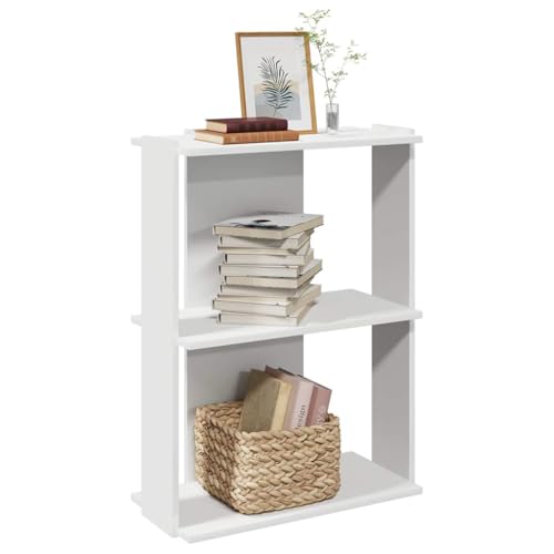WKIEQACO Estante, librerías y estanterías de pie, librería, 3 pisos, blanco, 60 x 30 x 80 cm, material de madera