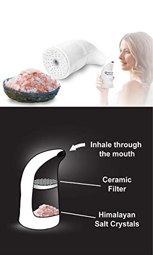 Nevlers Easy To Use Ceramic Himalayan Salt Inhaler | Natural Salt Inhaler For Allergy And Asthma Relief - Includes 5 Oz Of Pure Himalayan Pink Salt | Salt Inhaler Himalayan For Asthma - White Color #TOP2