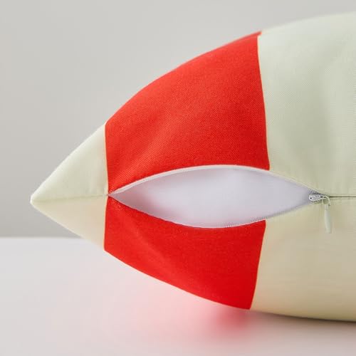 Image of Allorry Outdoor Pillow Covers 12x20 Set of 2 Orange Red Striped Decoration Throw Pillow Covers for Spring Summer Outdoor Waterproof Garden Patio Furniture Sofa Bed Home Decor JB007-G12