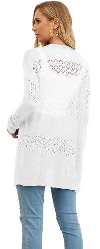 Image of GRECERELLE Lightweight Cardigan Sweaters for Women Crochet Knit Open Front Long Sleeve Loose Casual Boho Summer Beach Coverup