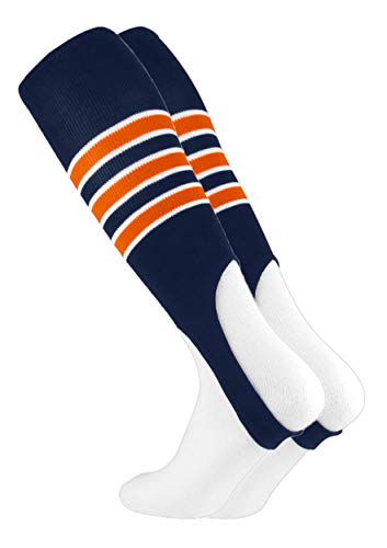 TCK Striped Baseball Stirrups Pattern D (Navy/White/Orange, Large)