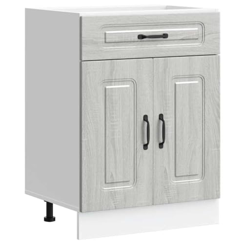vidaXL Armoire de Cuisine Kalmar Sonoma Gris Bois d'ingénierie, Meuble Bas d'évier, Meuble Bas de Cuisine avec tiroir, Meuble Bas de Cuisine avec Porte