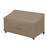 Easy-Going Waterproof Patio Sofa Cover UV Resistant Outdoor Loveseat Cover Durable Patio Bench Cover Weatherproof Lawn Patio Furniture Cover (60Wx35Dx35H inch, Camel)