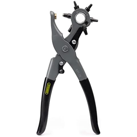 General Tools Leather Hole Punch Tool - 6 Multi-Hole Sizes for Leather, Rubber, & Plastic - Hobbies & Crafts 8.5 inches Cover