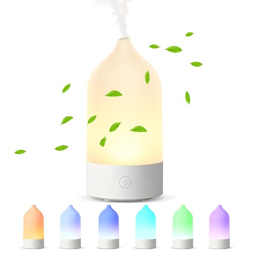 120ml Aroma Diffuser，Premium Luftbefeuchter mit Automatischer Abschaltfunktion, Duftlampe mit 7 Farbigem LED Licht, BPA Free Schlafzimmer, Büro,...