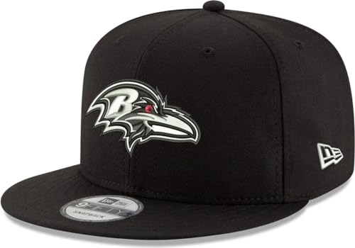 New Era NFL 9FIFTY Black/White Adjustable Snapback Hat Cap One Size Fits All (Baltimore Ravens)