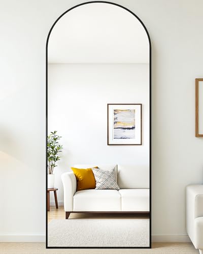 Suidia Arched Full Length Mirror, 58"x21" Floor Mirror Freestanding, Floor Standing Full Body Mirror with Stand for Bedroom, Hanging Mounted for Living Room Cloakroom, Black