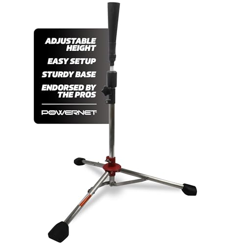 PowerNet Baseball & Softball Batting Tee, Adjustable Height Batting Tee 27.5