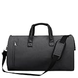 Reisetasche 2-in-1-Reisetasche for Kleidung mit Schuhfach, umwandelbare Reisetasche for Anzüge, Handgepäck Schultergurt(Black)