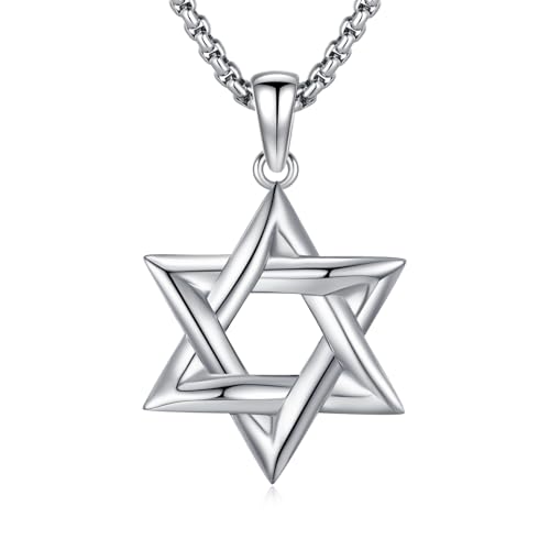 925 Sterling Silver Star of David Necklace Jewish Jewelry with 22