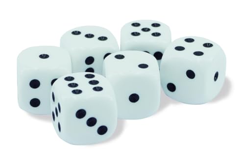 KENDi GAMES - Qualitäts Würfelbecher - echt Leder - Höhe 9 cm - Durchmesser 7 cm - Set mit 6 weißen Würfeln und Kurzanleitung - Play: TOOSMASTER