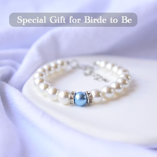 Something Blue Gift for Bride to Be Bride Pearl Beaded Bracelet Bachelorette Party Decorations Bridal Shower Favor Wedding Accessory3