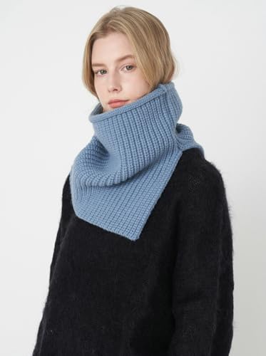 Women Fall Winter Ribbed Knit Turtleneck Collar Scarf Trendy Solid Windproof Pullover Split Knitted Scarves Wrap Shawl Cape4