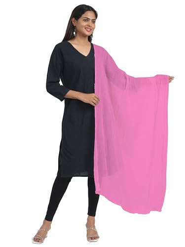 Image of Miraan Solid Pure Cotton Dupatta with Pom Pom Border, 2.25 meters length (DUPCOTTON)