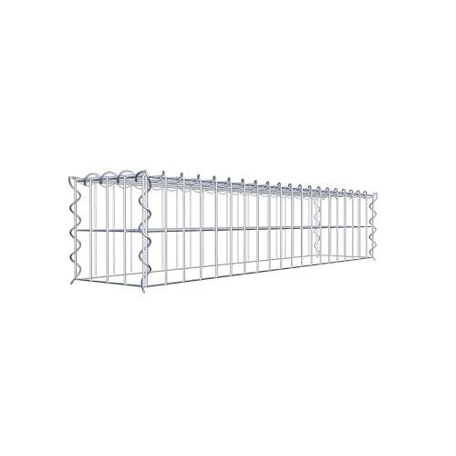 GABIONA Cesta de piedra de gavión rectangular, malla de 5 x 10 cm, profundidad de 20 cm, cesta de cultivo tipo 3, cierre de espiral, galvanizado (100 x 20 x 20 cm)