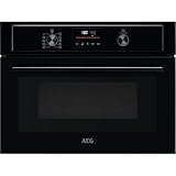 AEG 3000 Series CombiQuick Microwave and Built-in Oven KMX365060B, 43L, Integrated Oven with Turbo Grill, Pizza Setting, Defrost and Reheating, Electronic display and Delay Start, 450x560x550mm, Black