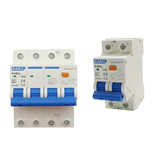 Protecteur de fuite AC230V et disjoncteur différentiel triphasé 4P 63A 30mA pour tableau - 2