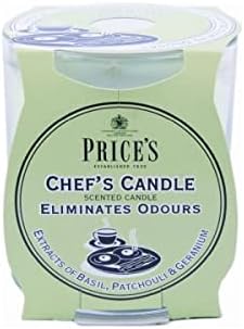 Price's - Chef's Jar Candle - Odour Eliminating Candle - Made with Basil, Patchouli & Geranium Extracts - Clean, Fresh, Quality Fragrance - Long Lasting Scent