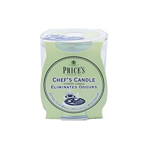 Price's - Chef's Jar Candle - Odour Eliminating Candle - Made with Basil, Patchouli & Geranium Extracts - Clean, Fresh, Quality Fragrance - Long Lasting Scent Cover