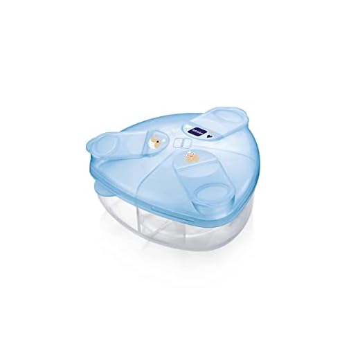 MAM Milchpulverspender, Milchpulver Box zum einfachen Befüllen von Babyflaschen, Milchpulverportionierer fasst bis zu 3 Portionen, 0+ Monate, Wal/Frosch