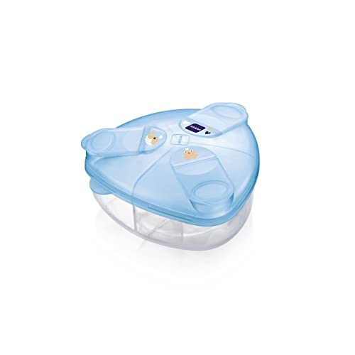 MAM Milchpulverspender Milchpulver Box zum einfachen Befüllen von Babyflaschen Milchpulverportionierer fasst bis zu 3 Portionen 0+ Monate Wal/Frosch
