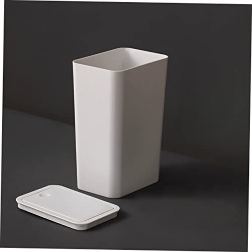 Caneca de basura pequeña rectangular con tapa blanca miniatura 2
