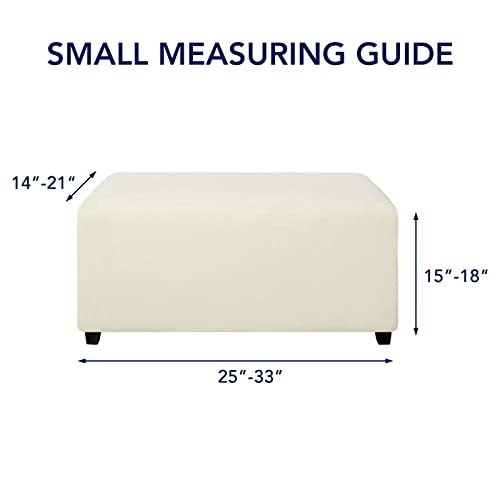 Image of PureFit Stretch Rectangle Ottoman Cover Footstool Cover, Ivory