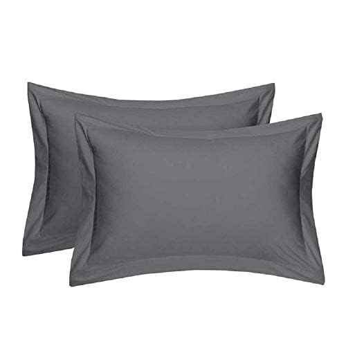 Pillow Cover Set of 2 Cotton (400 TC) with Zip Closure,(17 x 27 Inches, Dark Gray, Set of 2 Pieces, Cotton, Zip Closure) Cotton Pillowcase Breathable Hotel Quality Pillowcover