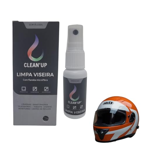 Kit Limpeza para Viseira de Capacete Clean Up, 25ml, com Pano de Microfibra