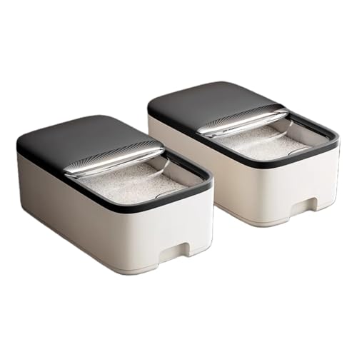 XOZIFY 米びつ おしゃれ 米貯蔵庫 家庭用 引き出し式米びつ 冷蔵庫 食品容器 びつ密閉 米箱 米ケース こめびつ 保存容器 五穀雑穀収納ボックス 家庭用貯蔵 無洗米対応 虫除け 防湿 おしゃれ 大容量 (グレー,5KG*2)