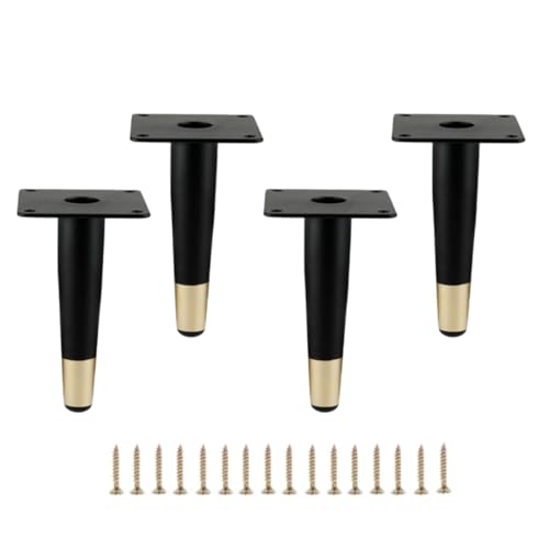 MEETOZ 4 inch / 10cm Furniture Legs Setm,4PCS Metal Cabinet Legs,With screws,with Rubber Floor Protectors