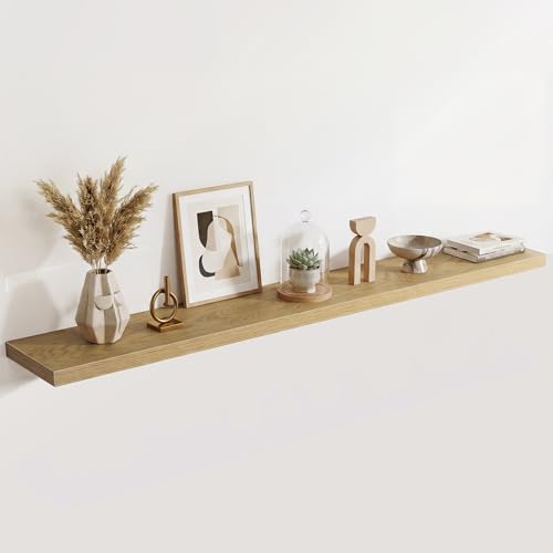 Image of Acovy 10 inch Extra Deep Floating Shelves for Wall, 72 inch Long Wood Wall Shelves Set of 1 for Bathroom Bedroom Kitchen Living Room Laundry Room, Modern Floating Shelf for Home Decor