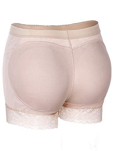 Jovitec Fajas de Levantador de Nalgas Lencería y Ropa Interior de Reforzador de Cadera Bragas Acolchadas de Encaje de Boyshort Nalga Falsa para Favores de Mujeres (Beige, XXL)