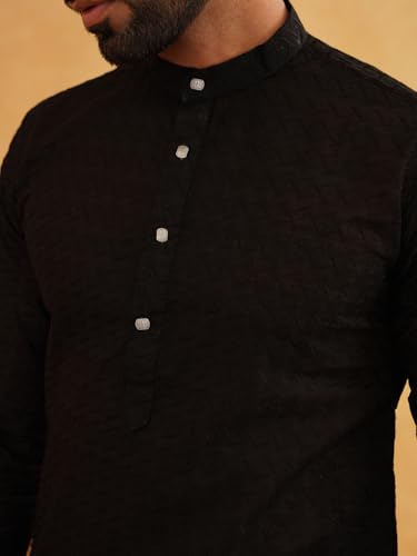 Image of Sojanya (Since 1958 Motifs Embroidered Thread Work Pure Cotton Straight Kurta With Churidar