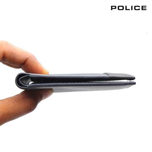 POLICE Rapodo Over Flap Coin Wallet Mens Wallet Genuine Leather Wallet for Men Bifold Purse with Card Holder 4 Credit Card Slots 1 Coin Pocket - Black 7 3134LVcwuuL