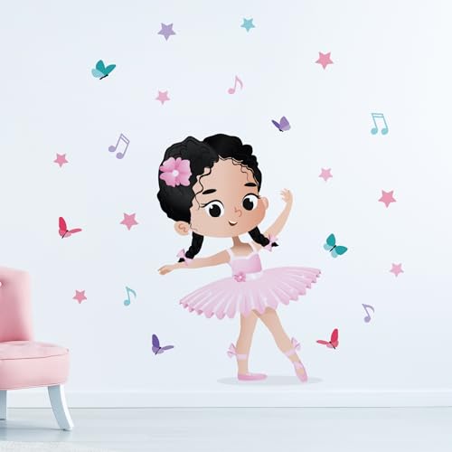 Vinilo decorativo Ballerina pelo oscuro trenzas para habitación infantil miniatura 3