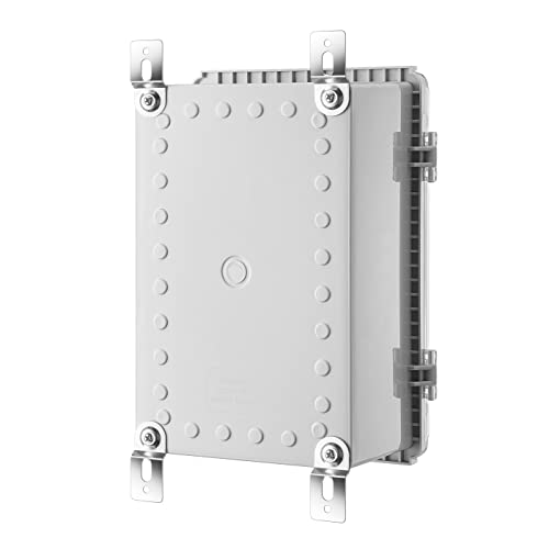 Image of Gratury Junction Box, Hinged Transparent Cover Stainless Steel Clip IP67 Waterproof Plastic Enclosure for Electrical Project Includes Mounting Plate and Wall Bracket 290�190�140mm (11.4 inch�7.5 inch�5.5 inch TC)