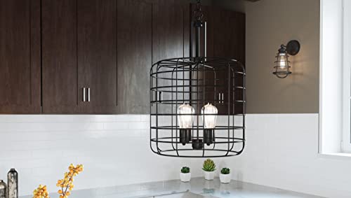 Design House 587337 Ajax Industrial Modern 4-Light Indoor Chandelier Metal Wire Cage for Entryway Dining Room Foyer, Coffee Bronze - Image 4