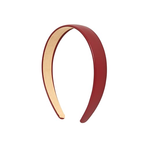 Motique Accessories 1 Inch Vegan Leather Headband for Women and Girls (Burgundy)