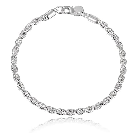 wpOP59NE Women's Bracelet 925 Sterling Silver Twist Bangle Cuff Charm Clasp Party Jewelry for Loved Ones (Silver) Cover