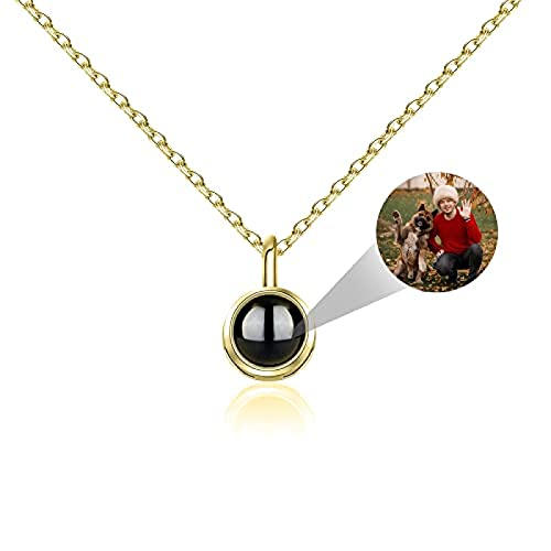 Personnalisé Projection Photo Pendentif 925 Collier en 100 langues Je t'aime Argent Sterling Pendentif en Forme de Coeur Anniversaire Cadeaux d'anniversaire pour Elle/Femme/Petite Amie/Maman Bijoux Cover
