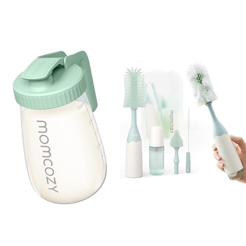 Image of Momcozy Breast Milk Pitcher & Momcozy Bottle Brush Kit Green